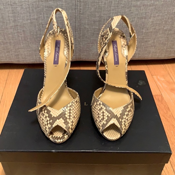 Ralph Lauren Purple Label Snake-skin Wedges - Picture 2 of 7